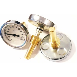 Термометр биметалический, осевой, с гильзой 0-120