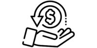 Cashback, return money, cash back rebate line icon. Salary exchange, hand holding dollar. Financial investment symbol. Vector on isolated white background. EPS 10.